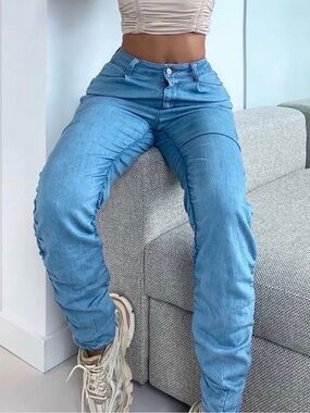 Fashion Nova Medium Blue High-Rise Denim Jeans